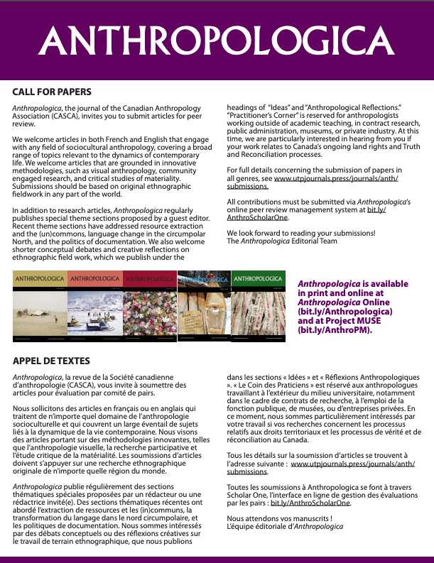 Anthropologica_'s tweet photo. Our call for papers / appel de textes is always open! @CASCATweet @utpjournals #cfp #appeldetextes #anthrotwitter #anthropology
Link here: https://t.co/AEj3eBqddU https://t.co/mVnPjohiAj
