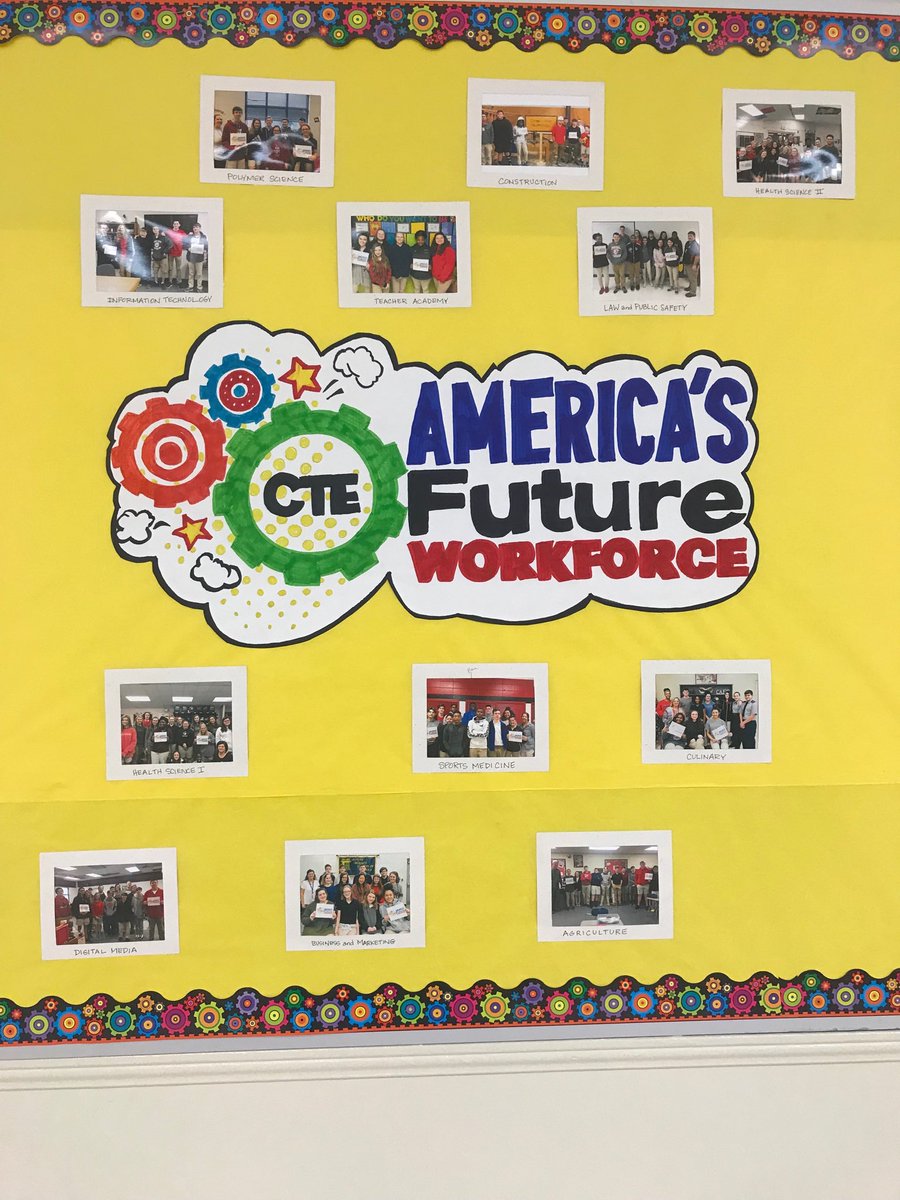 Pittman10Wayne's tweet photo. Bulletin Board that our Teacher Academy students did to promote CTE to students at Petal High School. #phscte https://t.co/8hCUNc7QBT