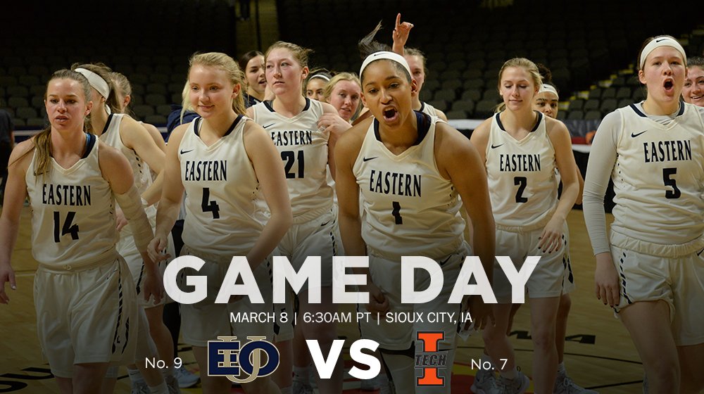EOUAthletics's tweet photo. 🚨SET YOUR ALARMS🚨

No. 9 #EOUwbb Plays bright and early tomorrow morning in the 2nd ROUND OF NATIONALS 🏀
🆚 No. 7 Indiana Tech
⏰March 8, 6:30 AM PT
📍Sioux City, Iowa 
🎥 https://t.co/T4xoLgv5IJ https://t.co/PYjgyPq19Q