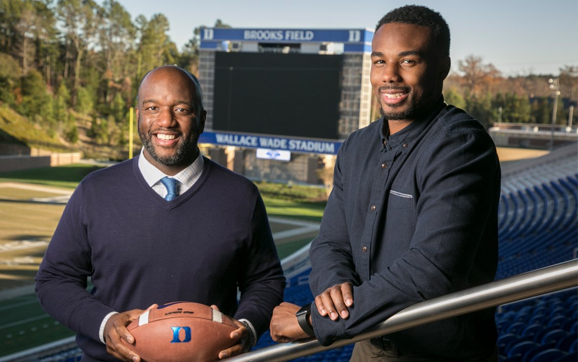 WorkingatDuke's tweet image. After enduring adversity on and off the field, Troy Austin and DeVon Edwards saw the true spirit @DukeFOOTBALL. Now, with jobs @DukeATHLETICS, the two hope to pay it forward. ow.ly/hDlo30nQq5n @mrdevo7 @TroyScottAustin