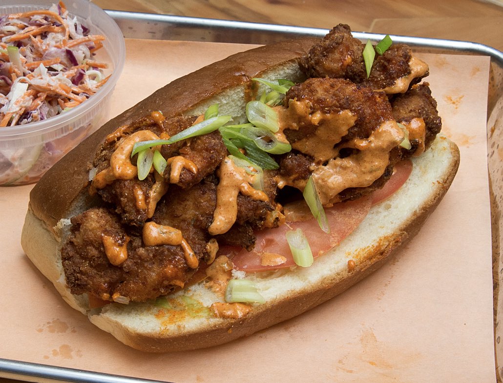 FalconEddys's tweet photo. Looking for a non meat option, Try our Shrimp Po Boy.  Loaded with fried shrimp and topped with our house made remoulade.  

#falconeddysbbq #febbq #nufood #northwestern #evanstoneats #evanstonfood #downtownevanston #lent #texasbbq #bbq https://t.co/MpczXOwFlv