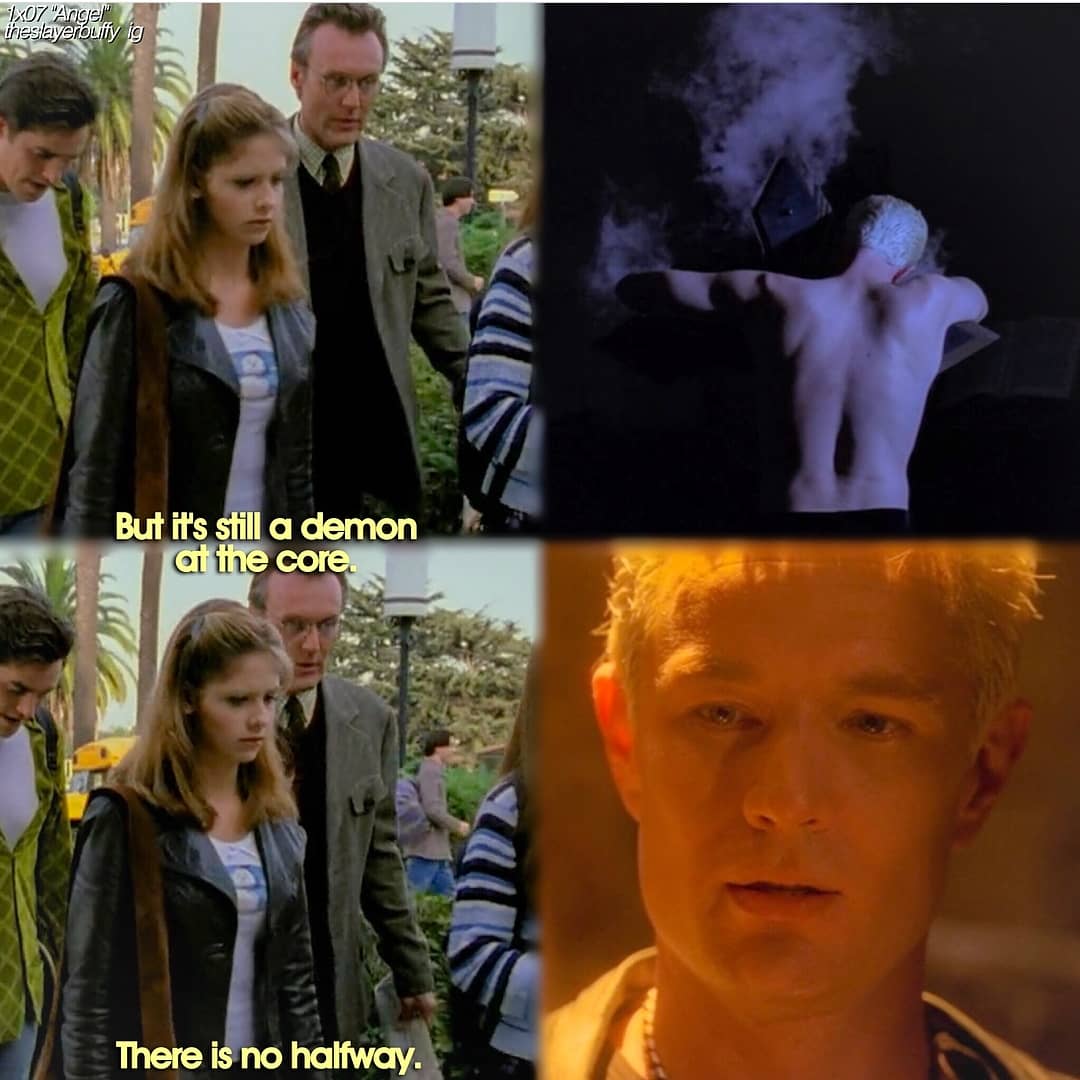 SpuffyLatino's tweet image. Oh dear Giles, maybe there are halfways.. #Spike 💕 #Foreshadowing (Btvs, 1x07)
Pic by theslayerbuffy IG