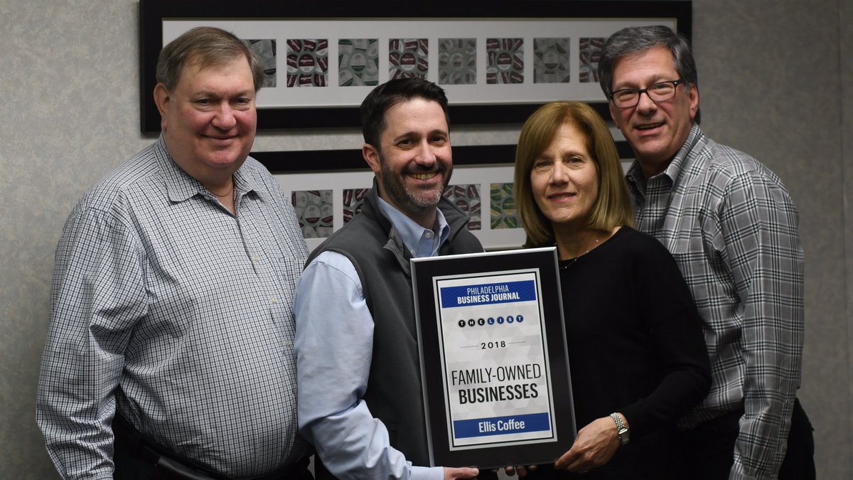 EllisCoffee1854's tweet photo. We are proud to be selected for the Philadelphia Business Journal list of Family-owned Businesses! 
#philadelphiabusiness #coffee #EST1854 #philadelphia #familybusiness #craftcoffee #localcoffee #phillycoffee https://t.co/2Ol0lHQma7