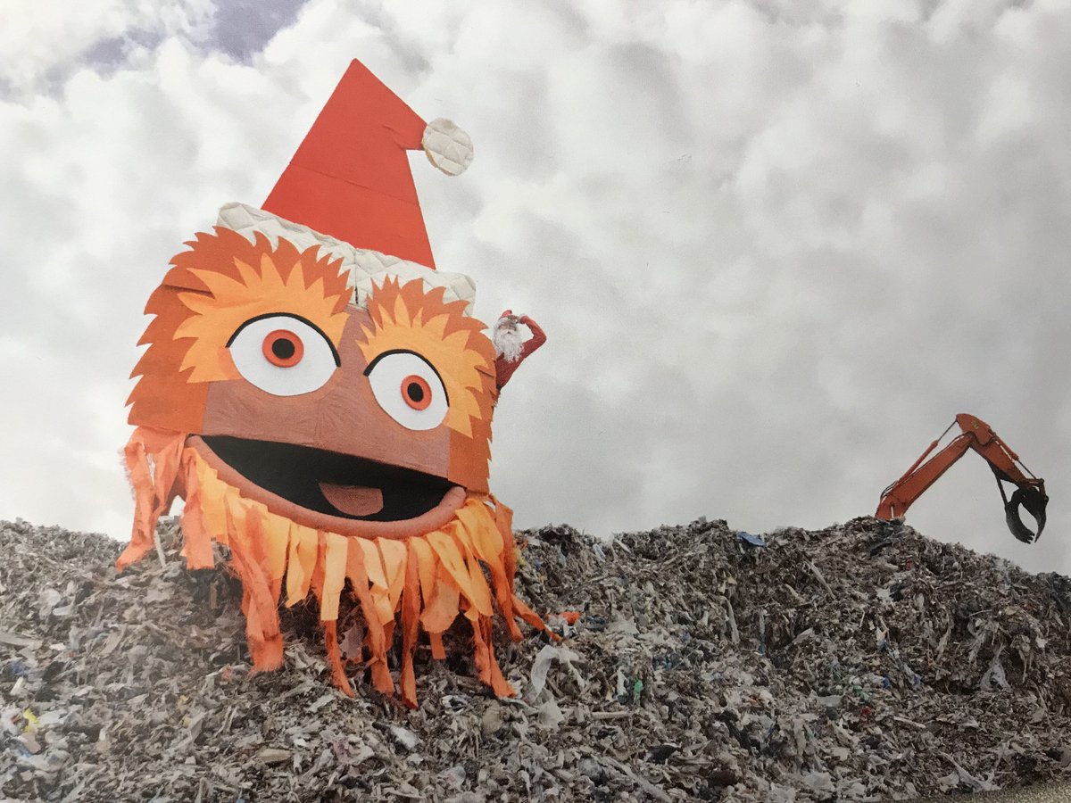 After taking a tour of the Allentown facility on Wednesday, <a href="/RevolutionRecov/">Revolution Recovery</a> gave me one of their holiday cards, showing a giant <a href="/GrittyNHL/">Gritty</a> -- constructed with recovered materials