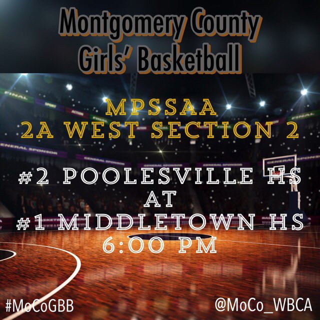 #MoCoGBB #GameOfTheDay is #2AWestSection2 #SectionFinal as #Poolesville heads to #Middletown. The best 2A schools in MD met in terrific final last year on way to Poolesville’s #StateChampionship. MHS is slight favorite at home this year &amp; beat PHS in holiday tournament #allmets