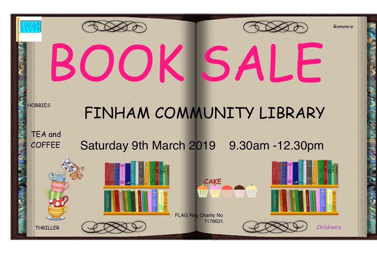 FinhamLibrary's tweet photo. Don’t forget our booksale with coffee, cake and craft on Saturday. #supportyourlibrary #libraryfundraising #community #covhour https://t.co/zVL2o1fagC