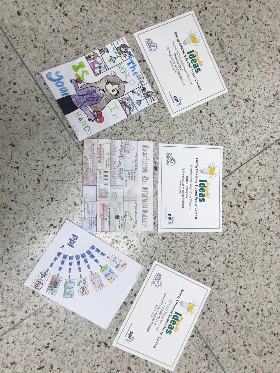 ParklandSchools's tweet photo. Congratulations to Grand Prize winner Amanda Brown and Honorable Mention Winners Rahul Jasapara and Phebronia P, all students at SMS, who won prizes in the annual @PPLElectric  National Energy Foundation Bright Ideas Poster Contest. https://t.co/wo9Oxf9m3O