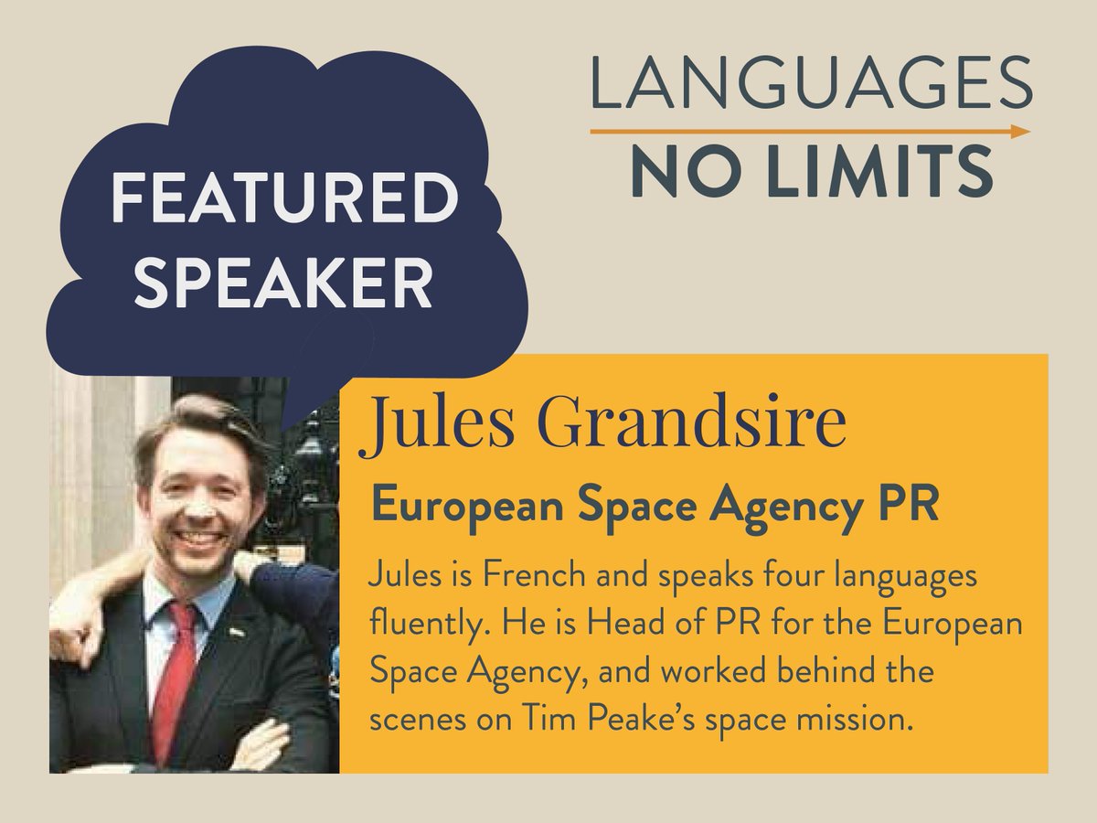 HerefordCS's tweet photo. Jules Grandsire is the third of our Languages No Limits speakers on March 14. Jules is French and speaks four #languages fluently. He is a PR Manager at the European Space Agency, and worked behind the scenes of Tim Peake's space mission. https://t.co/XxuNTNdsFM. #languagesatHCS https://t.co/KJL8avWqV8