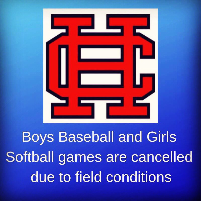 ATTN: HCS Patriots High School Softball and Baseball games are cancelled today dues to field conditions, join us next Tuesday 3/12 for our next game when HCS travels to Granite Hills High School (Apple Valley) #HCSPatriots #PatriotPride

Game Time: 3pm