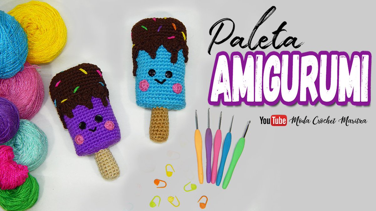 CrochetMaritza's tweet photo. Y de postre, una helada y deliciosa PALETA Kawaii 😋🍭🍦😁 Mmmm!!

L@s espero por YouTube para tejer estas lindas paletas amigurumi😉😘

Para ver el paso a paso, da click al siguiente enlace:
https://t.co/FvwpkHTy16 https://t.co/FPYhBCjGrK