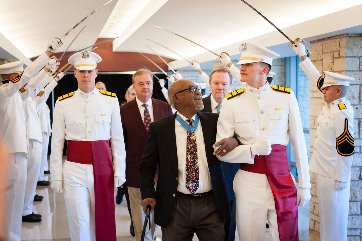 Clarence Sasser walking through the hall of honor in the MSC