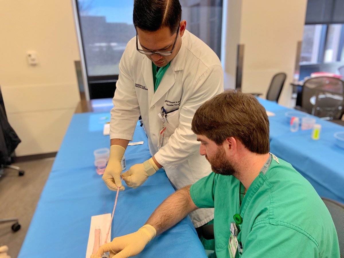 PH_Surgery's tweet photo. Today, our General Surgery residents learned about vascular anastomosis techniques from #vascular Attending, Dr. Joseph Blas, and Fellow, Dr. Andrew Sticco. #SkillsLab #SurgEd #SurgeryResidents #PracticeMakesPerfect https://t.co/GEVNFMYzZa
