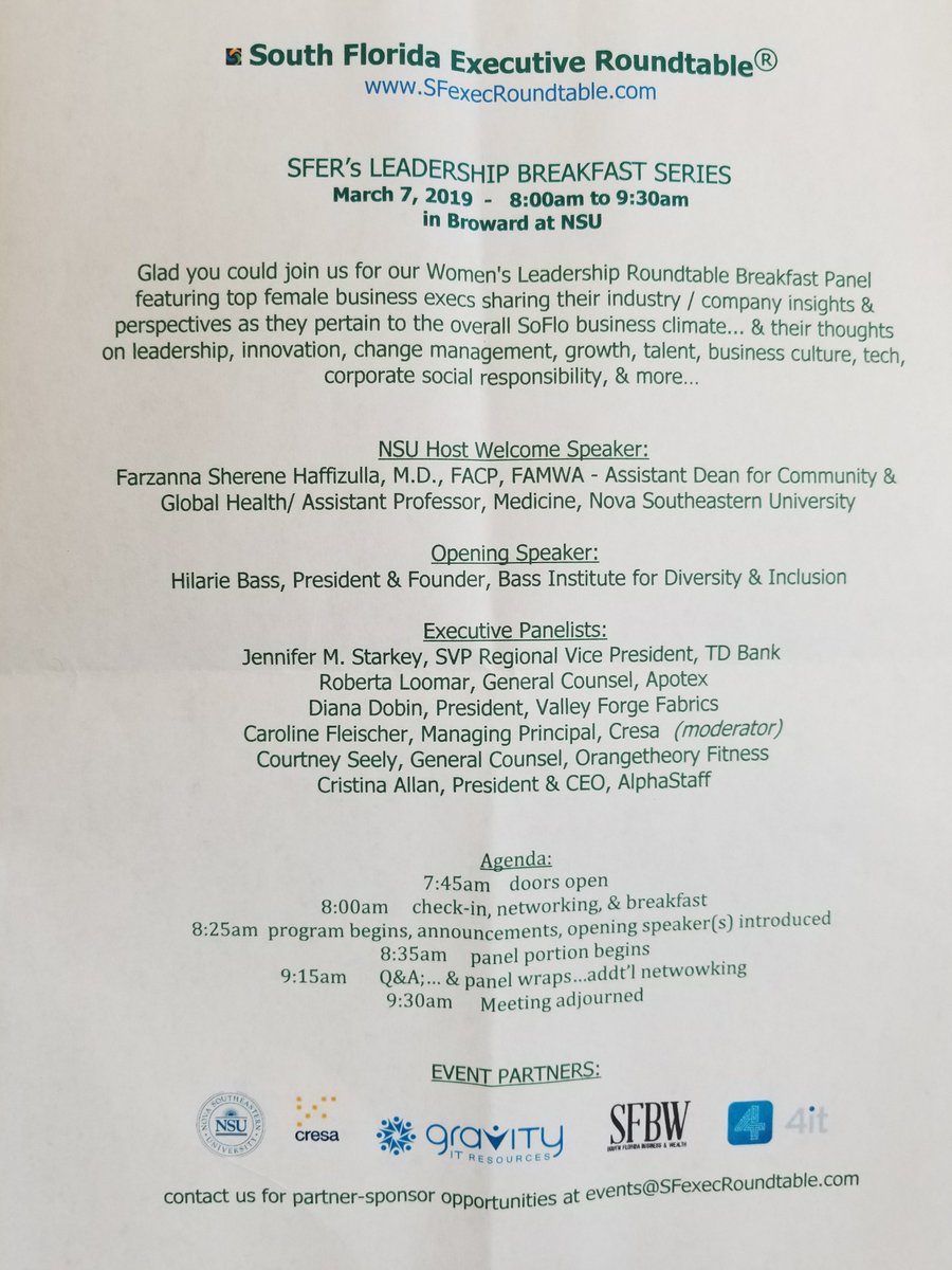 Proud to give the @NSUFlorida Welcome Address today @SFexecRoundtabl meeting. Powerful forum to discuss #DiversityandInclusion & #Equity Thank you @CarlosJArboleda & my fellow speakers. Great to have @ViewegJ as our Founding Dean of @NSUMDCollege in support of #WomenInLeadership