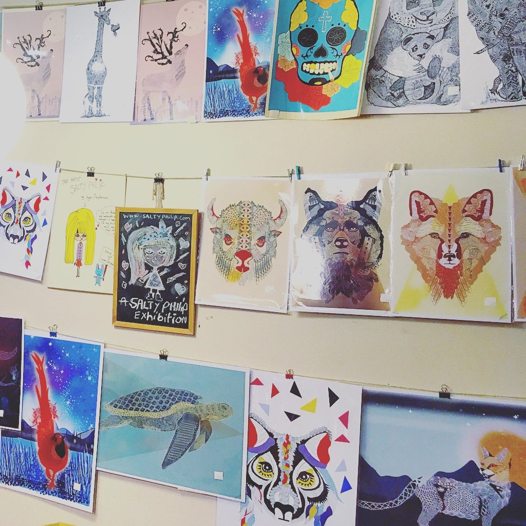 SaltyPhilip's tweet photo. Lots of lovely new prints &amp; cards available at the wonderful Books &amp; Beans in Aberdeen drop by to have a keek &amp; a coffee! #booksandbeans https://t.co/HRKx51Qulz