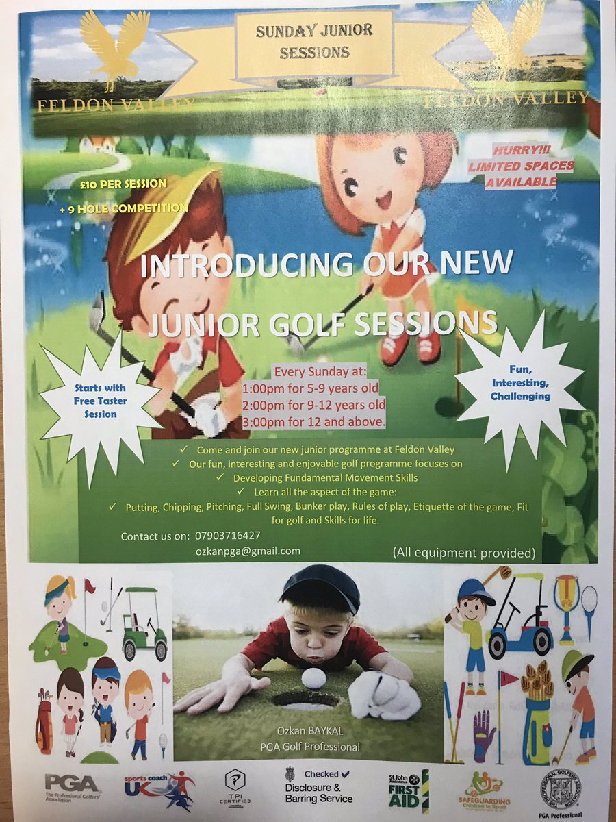 Calling all golfing enthusiasts and anyone looking to start playing golf .......... Junior golf sessions every Sunday from 2pm (under 12’s) and 3pm (12 and above) at Feldon Valley Golf Club. For more information contact <a href="/GolfatFeldon/">Feldon Valley Golf Club</a> 🏌️‍♂️ 🏌️‍♀️ ⛳️