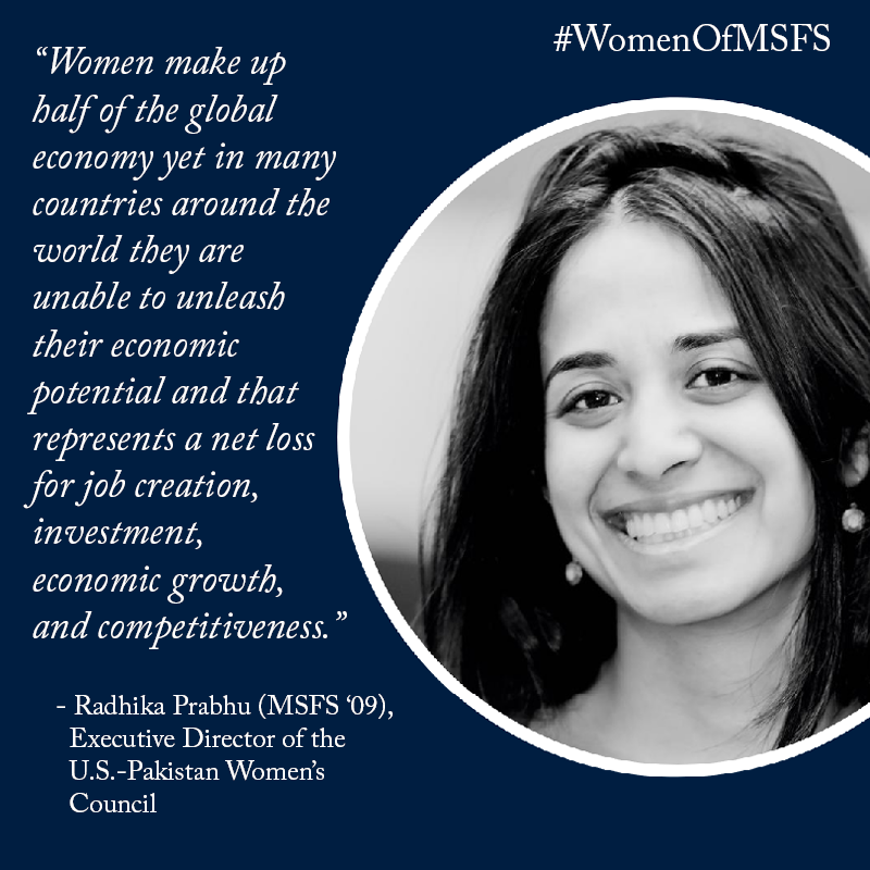 georgetownmsfs's tweet photo. Thousands of the incredible #WomenOfMSFS are alumni. In our latest #IWD2019 spotlight, Radhika Prabhu (MSFS ’09) talks about her work with @USPWC and the #MSFS and @Georgetown mentors who supported her during and beyond grad school https://t.co/eQKnP9t7JT https://t.co/wKPlghu6Ag