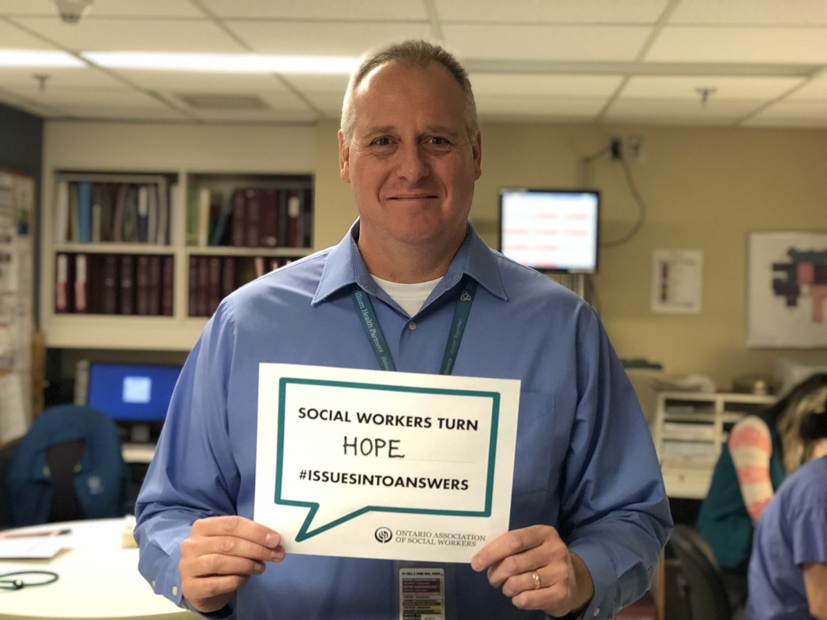 THP_hospital's tweet photo. “I meet patients and families in their place of need to provide affirmation, support and hope. Social workers are catalysts for positive change.”—Kevin Mossop, Social Worker, Women & Children’s Health System. #IssuesIntoAnswers #BetterTogetherTHP #SocialWorkWeek2019 https://t.co/PYNaKpLeSs