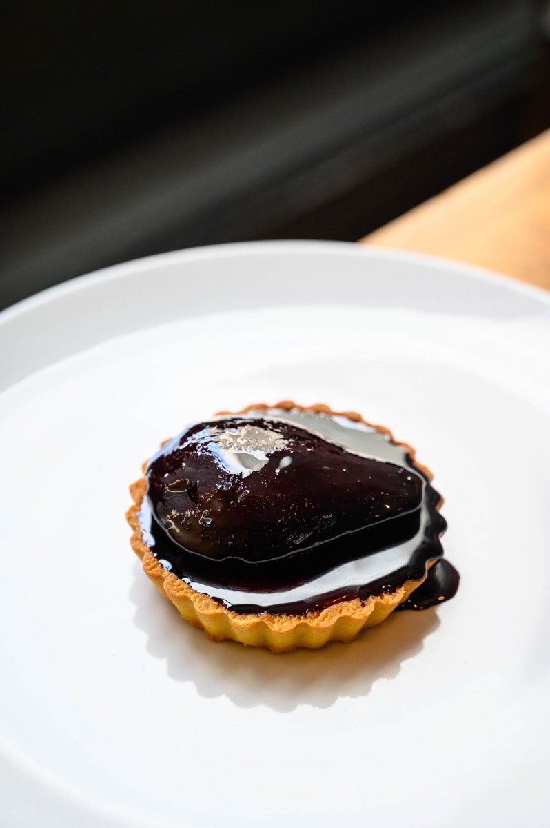 Torta di Ricotta e Pere ~ ricotta tart, cardamom &amp; Barolo wine poached Bosc pear. #Yorkville 
#Dolce