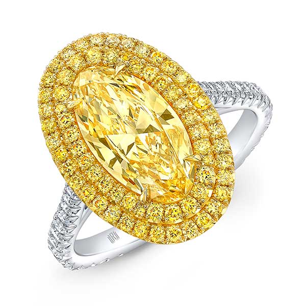JCKMagazine's tweet photo. After Lady Gaga's star turn in the yellow Tiffany Diamond at the Oscars, we canβt stop thinking about yellow diamonds (ring by #Rahaminov):
https://t.co/JG84SzHdMl https://t.co/lg2dEIcgHV