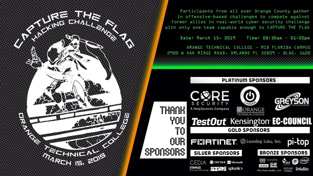 greysontech's tweet image. Knowledge is Power! Proud to support @otcmidflorida & their Capture the Flag #hackingchallenge. We can’t wait to cheer you on! 💪🏼🚩 #cybersecurity #otcmfclife #WeAreGreyson