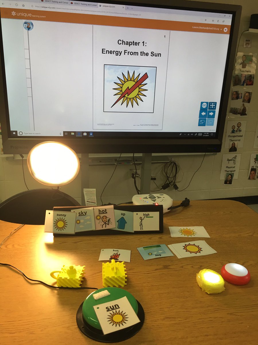 MrsLSheehan's tweet photo. Science is more fun when you are learning about energy from the โ๏ธ sun....using switch accessible tools and hands-on exploration! Visual supports, switch accessibility & 3D core symbols for the win! #UniqueCurriculum #AssistiveTech @n2yinc https://t.co/aoq31YL85Z