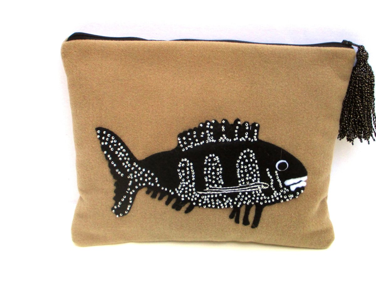 Excited to share the latest addition to my #etsy shop: Black fish clutch, handmade lampswool clutch bag, hand embroidery with beads, unique Gift vhttps://etsy.me/2XIS9tJ #bagsandpurses #clutch #black #beige #handmadepouch #cosmeticsbag #friendsgift #affordablegift #fun