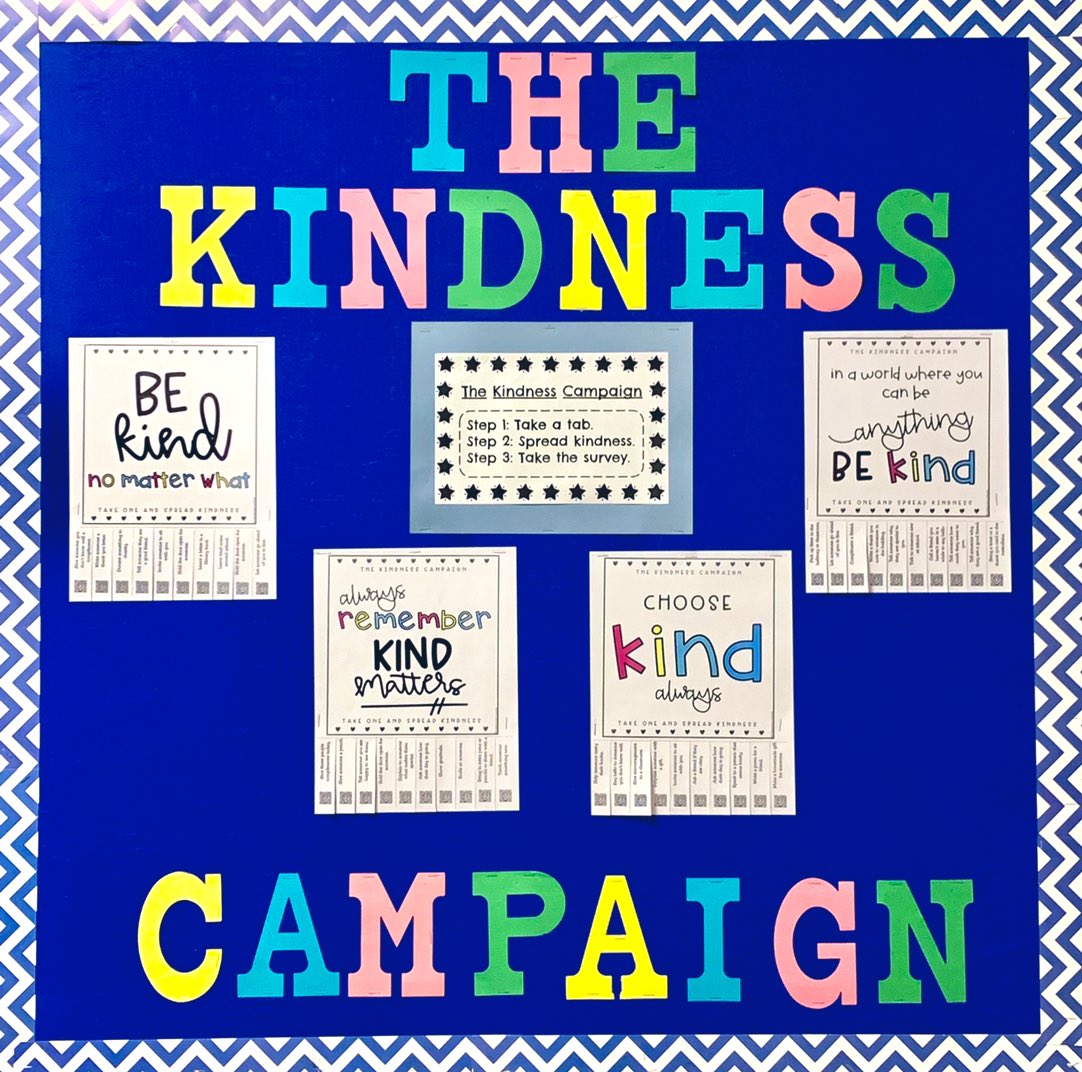 Sixth grade started their Kindness Campaign this week. Stop by, take a tab, and spread kindness! Thank you <a href="/MsNicholasVEM/">VEM Technology</a> and your students your help with this.