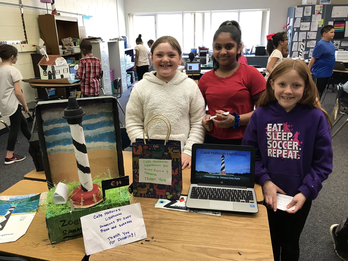MrsJMeeks's tweet photo. Our 4th graders did an AMAZING job researching, building and wiring their N.C. Lighthouses. They presented to parents and visitors today. @OBLHS https://t.co/40V3zRDf25