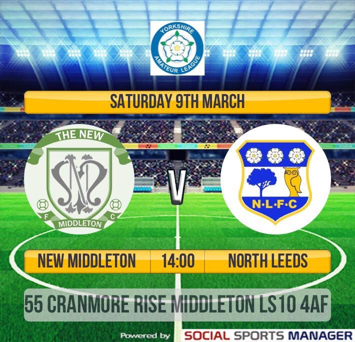 NorthLeedsFC's tweet photo. Next up...

⚽️ New Middleton vs North Leeds
📍 55 Cranmore Rise, Middleton, LS10 4AF
🗓09/03/2019 - 2pm

⚽️@RJFC1976 vs North Leeds Reserves
📍 Fleet Lane, Oulton, LS26 8NX
🗓09/03/2019 - 2pm

💙💛 https://t.co/eNkHvLSX0G