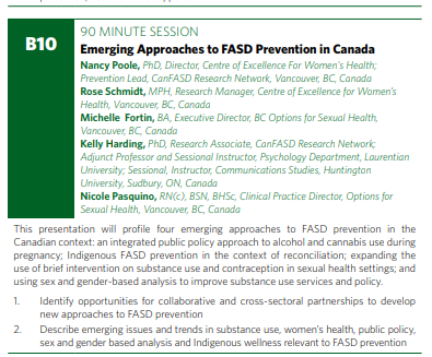 CEWHca's tweet photo. TODAY Salon 3 1:30-3:00 at #FASD2019 - Emerging Approaches to FASD Prevention - Session B10- @PooleWavelength & Rose Schmidt from #CEWHca - @kd_coons from #CanFASD - Michelle Fortin & Nicole Pasquino from @optbc https://t.co/gLV0U8nkAZ