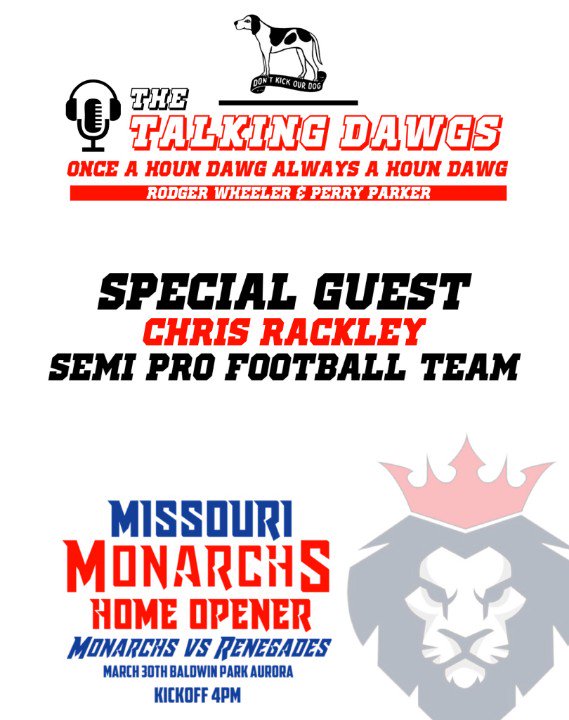 thetalkingdawgs's tweet photo. This Saturday, March 9 don't miss Chris Rackley on the Talking Dawgs as he tells us all about the Missouri Monarchs! 9 am on KSWM AM 940! https://t.co/SYa5Ct3xeK