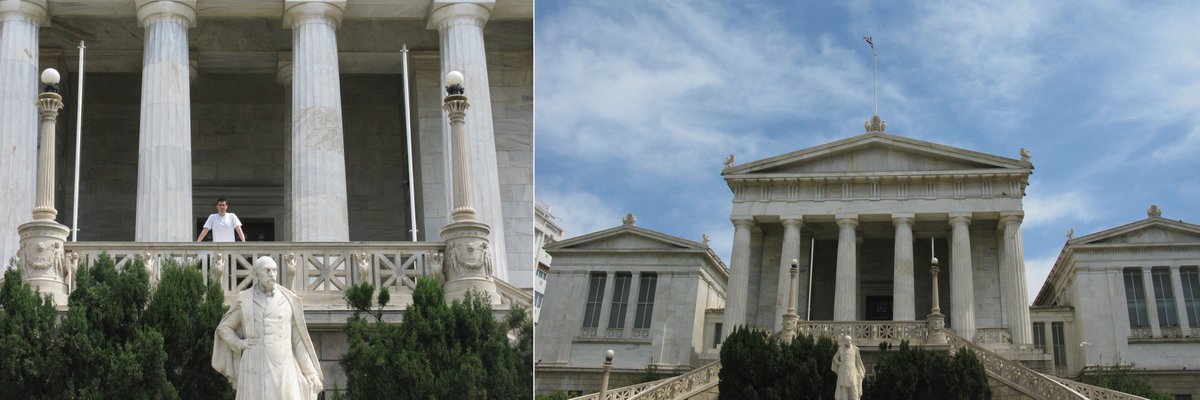 weeklyarchivist's tweet photo. 1887 – National Library of Greece #WorldBookDay (belated founds), T Hansen [pics via Flickr: see reply below on all credits] Designed by year of Academy of Athens’ completion (’85, various sources) at other side of univ., ’41 to conclude the trilogy shown on watercolour here, qqv https://t.co/eWOGPG6EQp