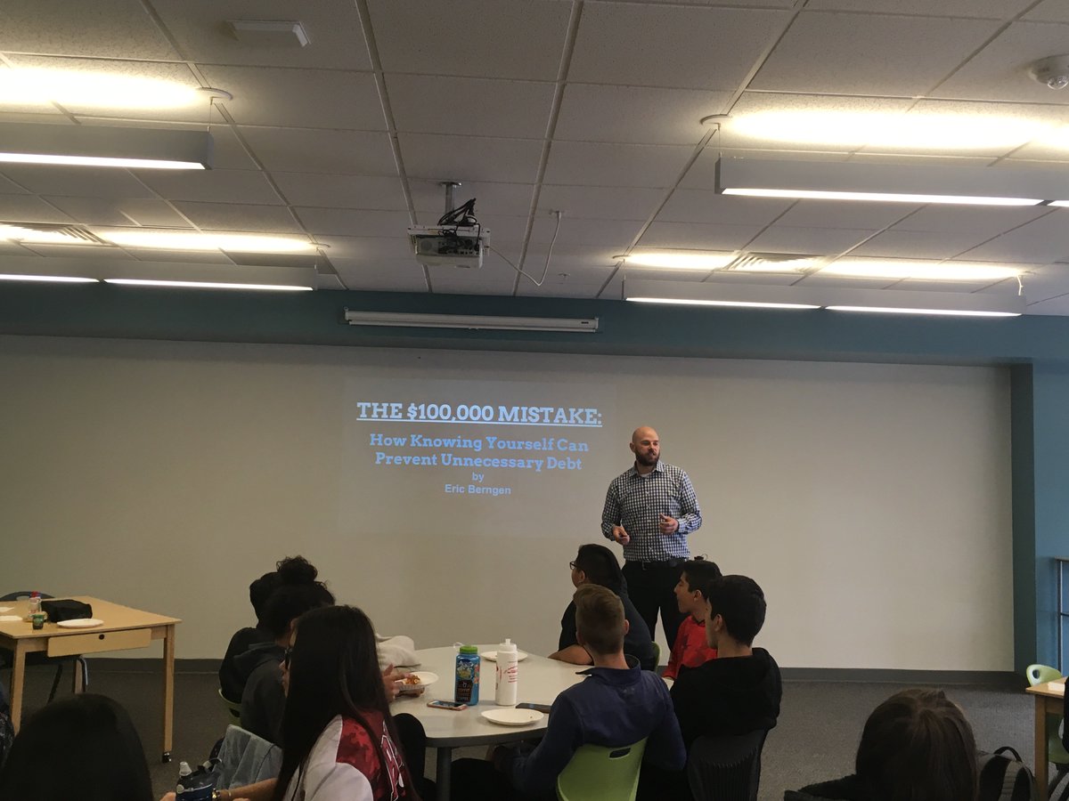 Words of wisdom from Eric Berngen at SHS's Career Talk today. "Don't make the $100,000 mistake." "Know your core values. Let those lead you." "Job shadowing is a must." <a href="/SHS_Principal/">Dr. Edward Kosek</a> <a href="/SkylineSTEM_VPA/">Skyline STEM Academy</a> <a href="/SVVSDPartners/">Community Strong</a> <a href="/eberngen/">Ed Berngen</a> <a href="/citizenIBM/">I'm pathak</a> @PTECHNETWORK