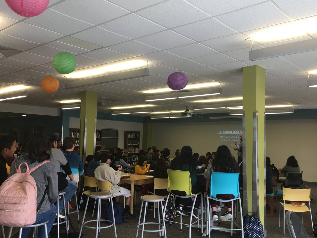 SkylineLibrary's tweet photo. Words of wisdom from Eric Berngen at SHS's Career Talk today. "Don't make the $100,000 mistake." "Know your core values. Let those lead you." "Job shadowing is a must." @SHS_Principal @SkylineSTEM_VPA @SVVSDPartners @eberngen @citizenIBM @PTECHNETWORK https://t.co/keQwFNkuUg