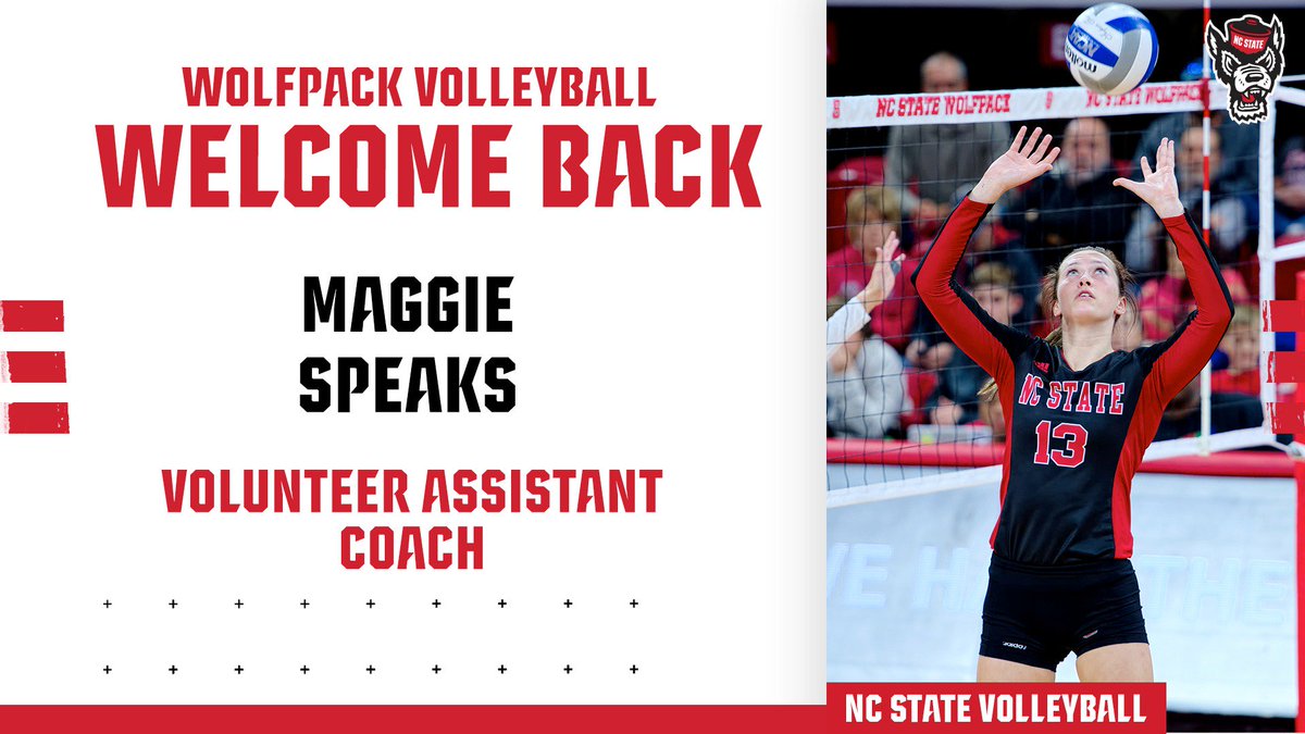 PackVball's tweet photo. π¨ Exciting News π°
#WPN let's welcome former πΊπ standout, AVCA All-Region and All-ACC Selection Maggie Speaks (@m_speaks) back to the program as our Volunteer Assistant Coach
π - https://t.co/R2aiMyoY0g
#PackVB // #GoPack https://t.co/2IAOChzyFv