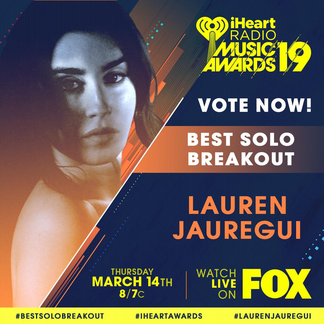 iHeartRadio's tweet photo. ✨ @LaurenJauregui ✨

#LaurenJauregui #BestSoloBreakout #iHeartAwards 

Voting ends tonight at 11:59pm PT! https://t.co/aPueslGLA4 #iHeartAwards https://t.co/os5vH1LFSD