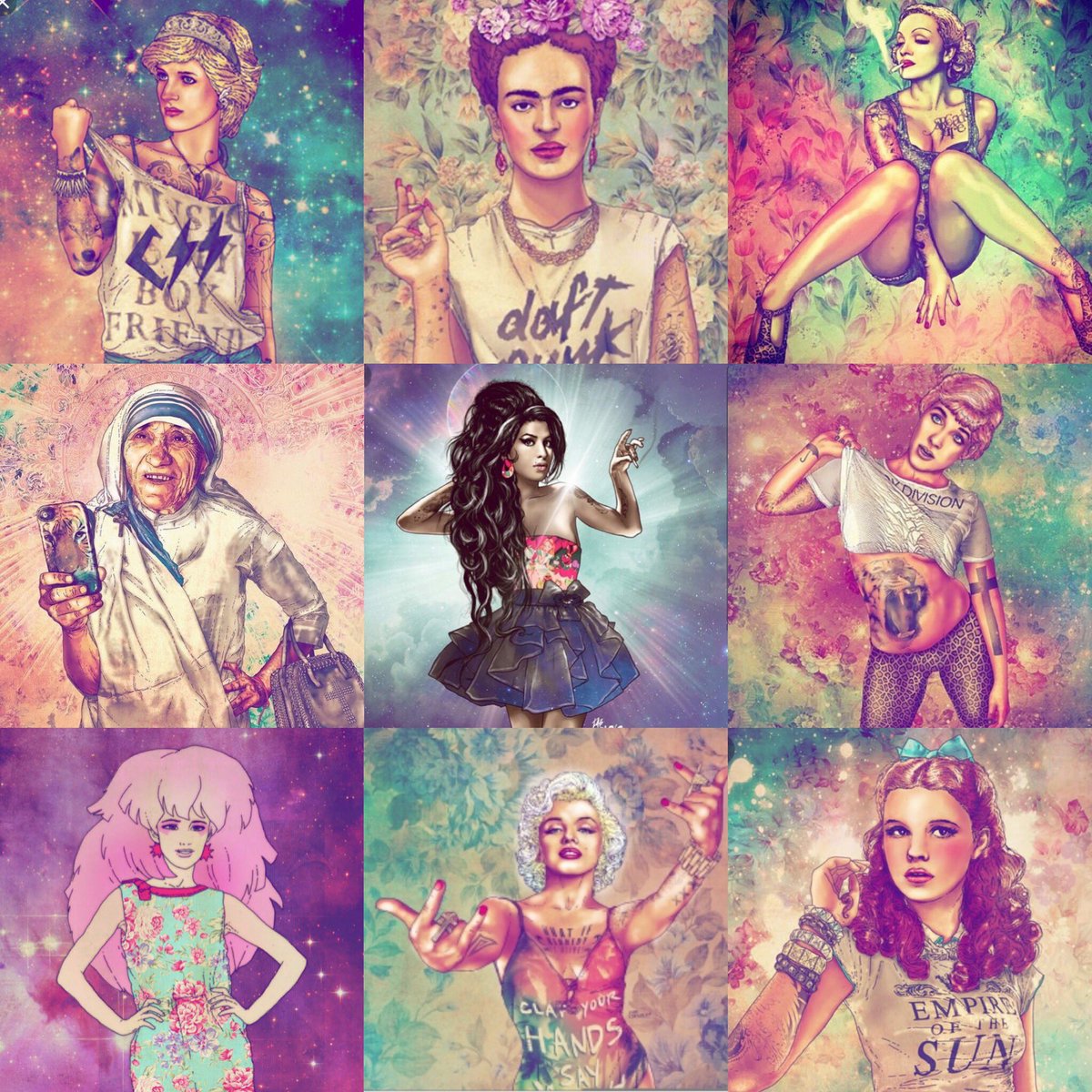 Don’t forget, tomorrow is #InternationalWomensDay 💋
Gracias to <a href="/fabciraolo/">fab ciraolo</a> 4 showcasing #WomenWhoRock 🤘🏽 in their own unique way.
#Vancouver #Chile #ChileanArt #AmyWinehouse #JudyGarland #FridaKahlo #JulieAndrews #MarilynMonroe #PrincessDiana #MarleneDietrich #MotherTeresa #Jem