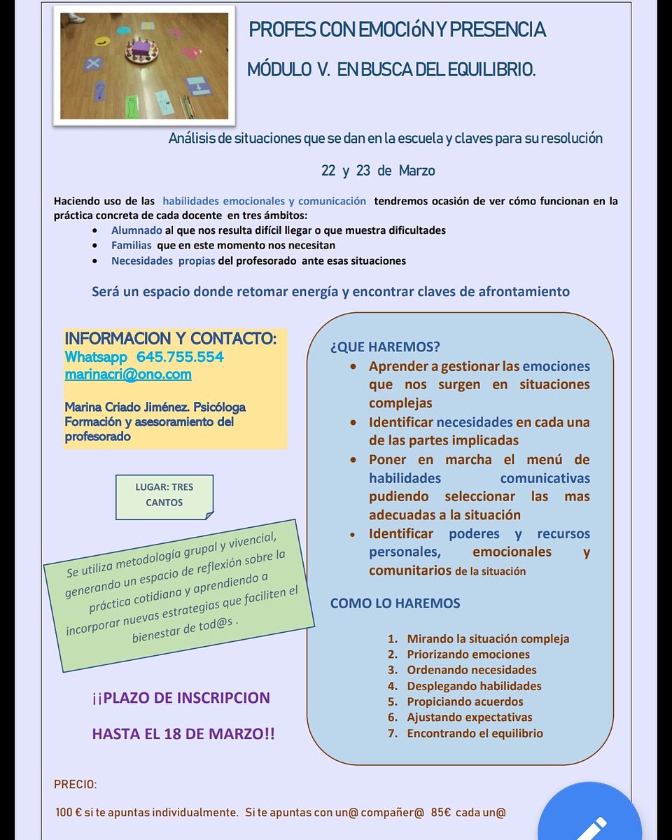 MarinaCri01's tweet photo. En Marzo practicaremos habilidades emocionales y comunicativas para gestionar situaciones complejas en la escuela https://t.co/dtWPaTohGC