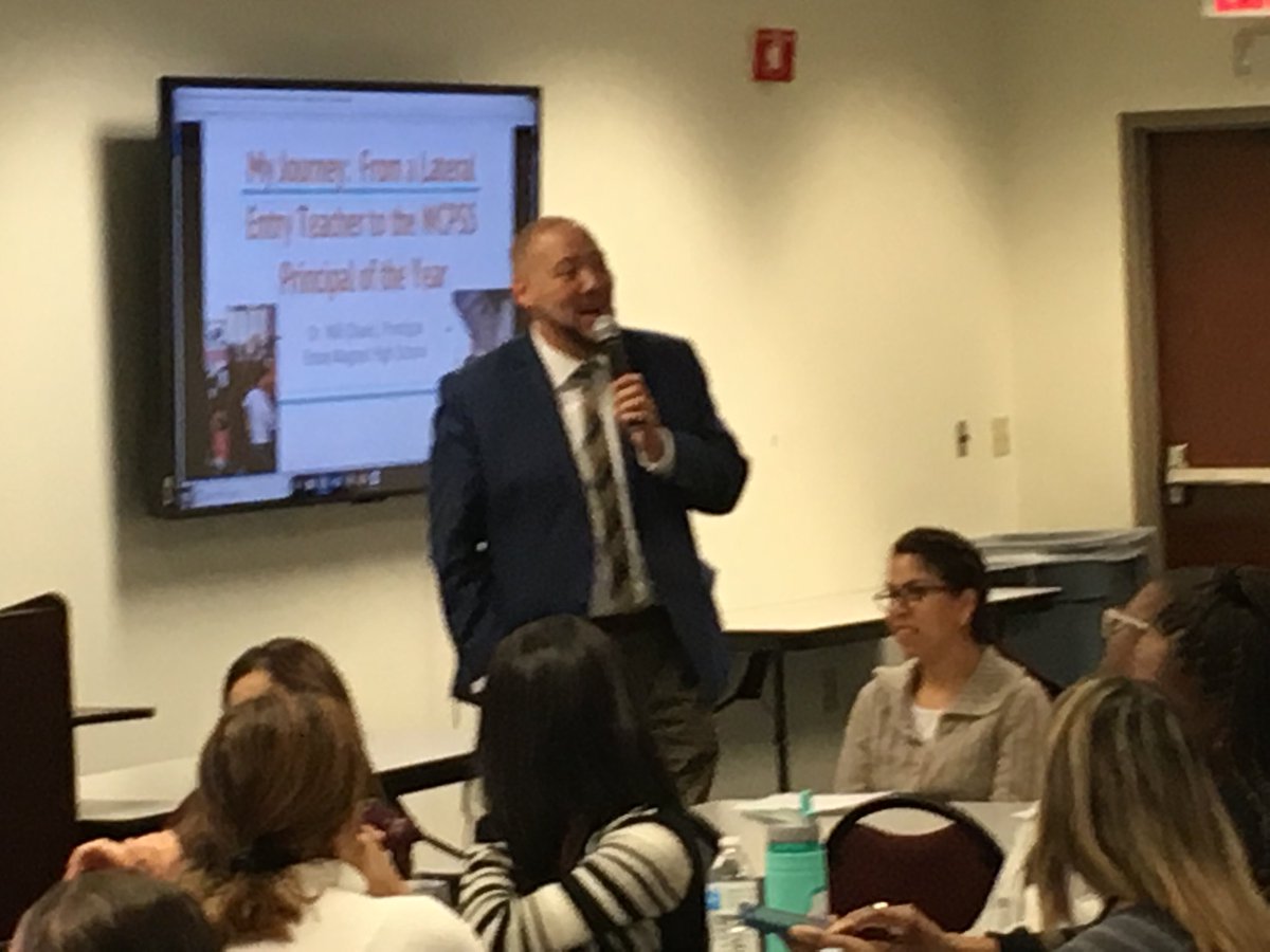 Dr. Will Chavis, principal of Enloe High ⁦<a href="/WCPSS/">Wake County Public School System</a>⁩ is telling his story of moving from a former lateral entry to WCPSS Principal of the Year to over 150 Instructional Assistants who want to become licensed teachers.