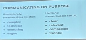 ianacook's tweet photo. #MCNCommTech Intentional communications are clear, relevant, compelling, and truthful, not complex or vague. https://t.co/S284v1VHQg