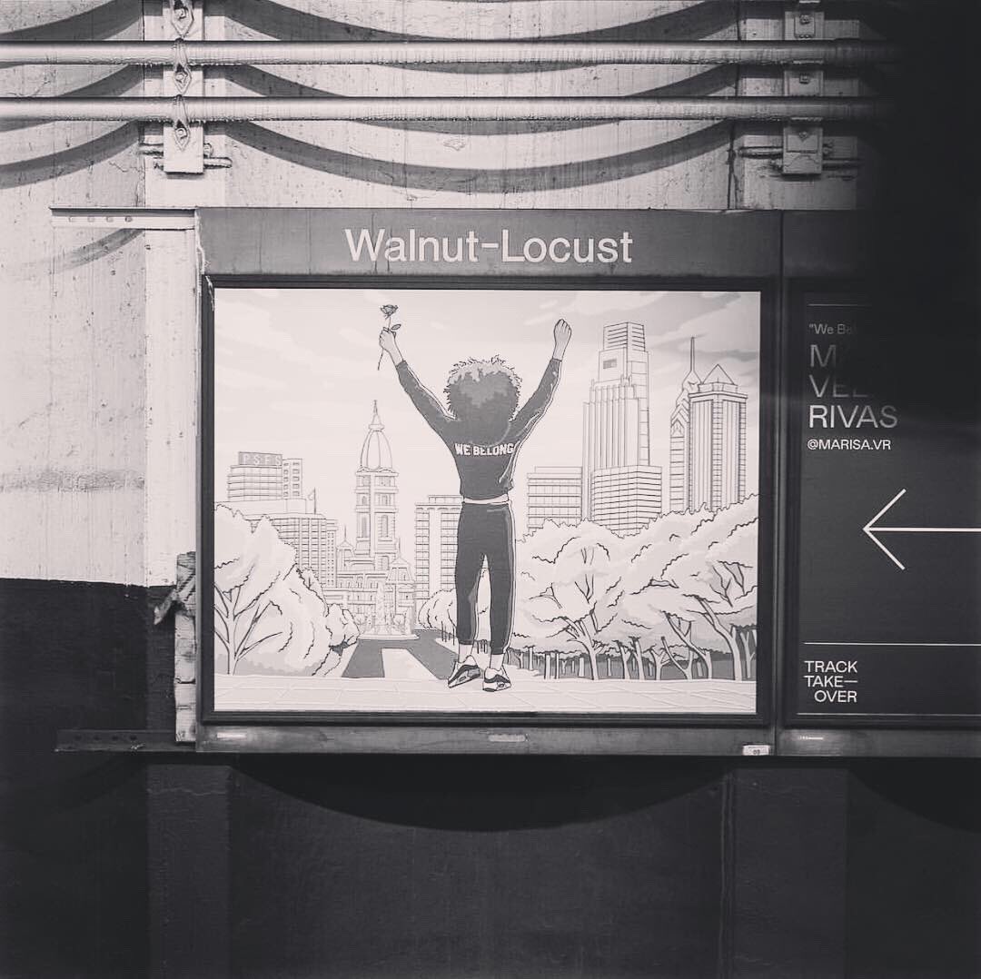 AmplifyPhilly's tweet photo. Hey Yall! Guess what?! 

We partnered with the folks behind the #TrackTakeover initiative to bring the 30 pieces of art that are currently on display in the Walnut-Locust Subway stop...to the #AmplifyPhilly House at #SXSW19! https://t.co/mH7JlRMuBC