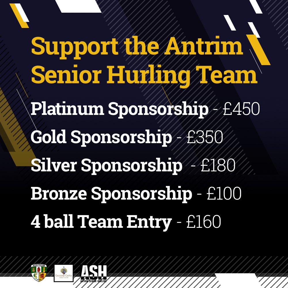 itisconor's tweet photo. The @AontroimGAA Senior Hurling team have launched their Annual Golf Classic. It’s on Friday 26th April at #NIOpen course @GalgormCastle. If anyone wants to enter a four ball team or sponsor the event supporting the team, let me know #BelfastHour #GetConnected https://t.co/AXkzfLc1JX