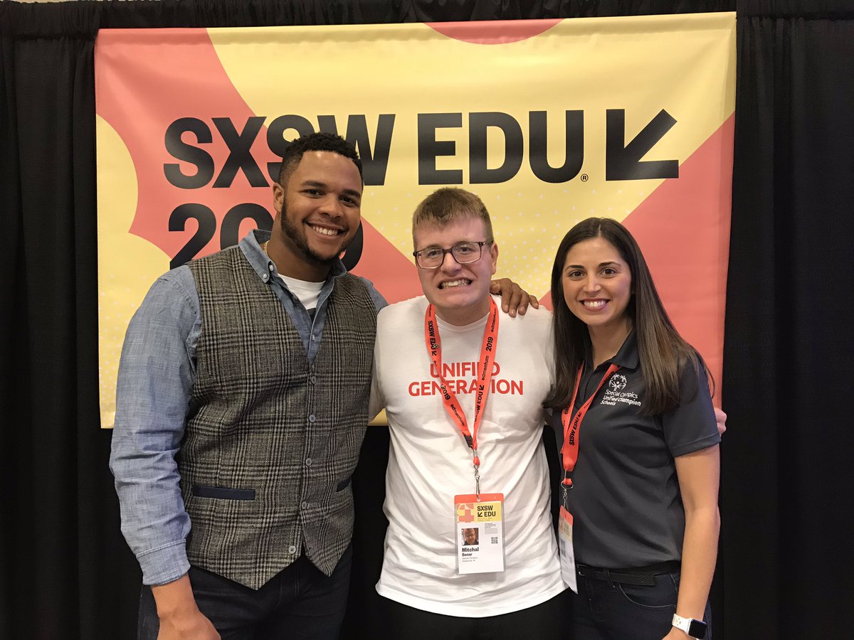 jent3112's tweet photo. Sad to see my incredibly inspiring week at @SXSWEDU come to an end! Had a blast with my @SpecialOlympics &amp; @SONorthAmerica family and my new NFL friends @EddieYarbrough and @jcharles25 lots of fun sharing stories about the POWER of inclusion❤️ #unifiedgeneration https://t.co/woXMGjNDBQ