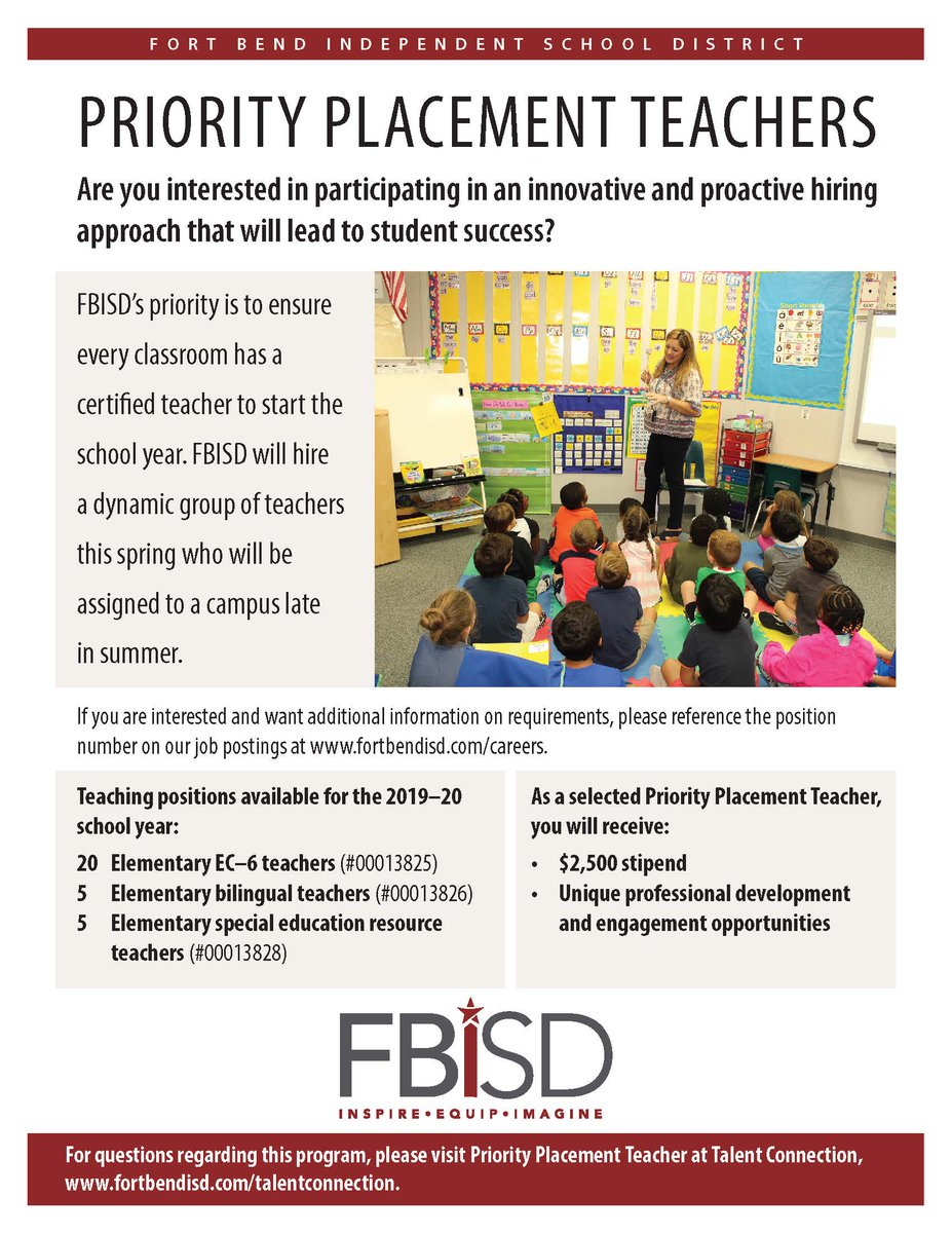 Fort Bend Isd On Twitter Know Someone Who Might Be Interested