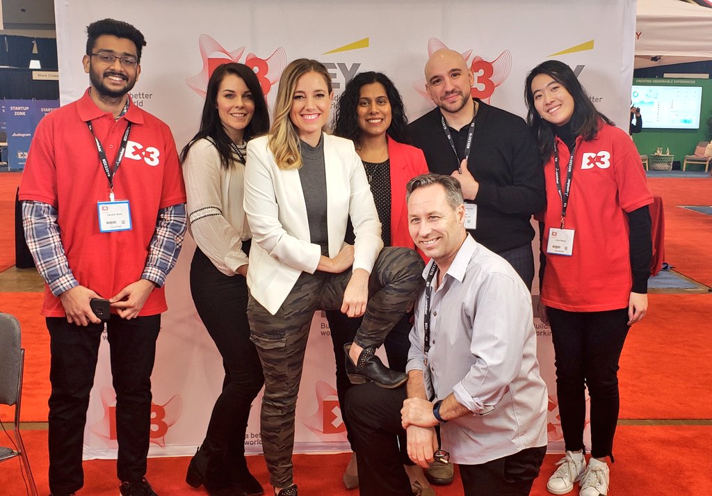 ambermac's tweet photo. Squeezed in a team photo after 19 live interviews @dx3canada today & 18 live interviews yesterday with @MarkBunting_ ๐ Thanks @EYCanada for sponsoring #AmberMac studio for the 9th year in a row. So exciting to see so many leading tech businesses in action https://t.co/6owMO1C7Aq https://t.co/vhC6bhgpDL