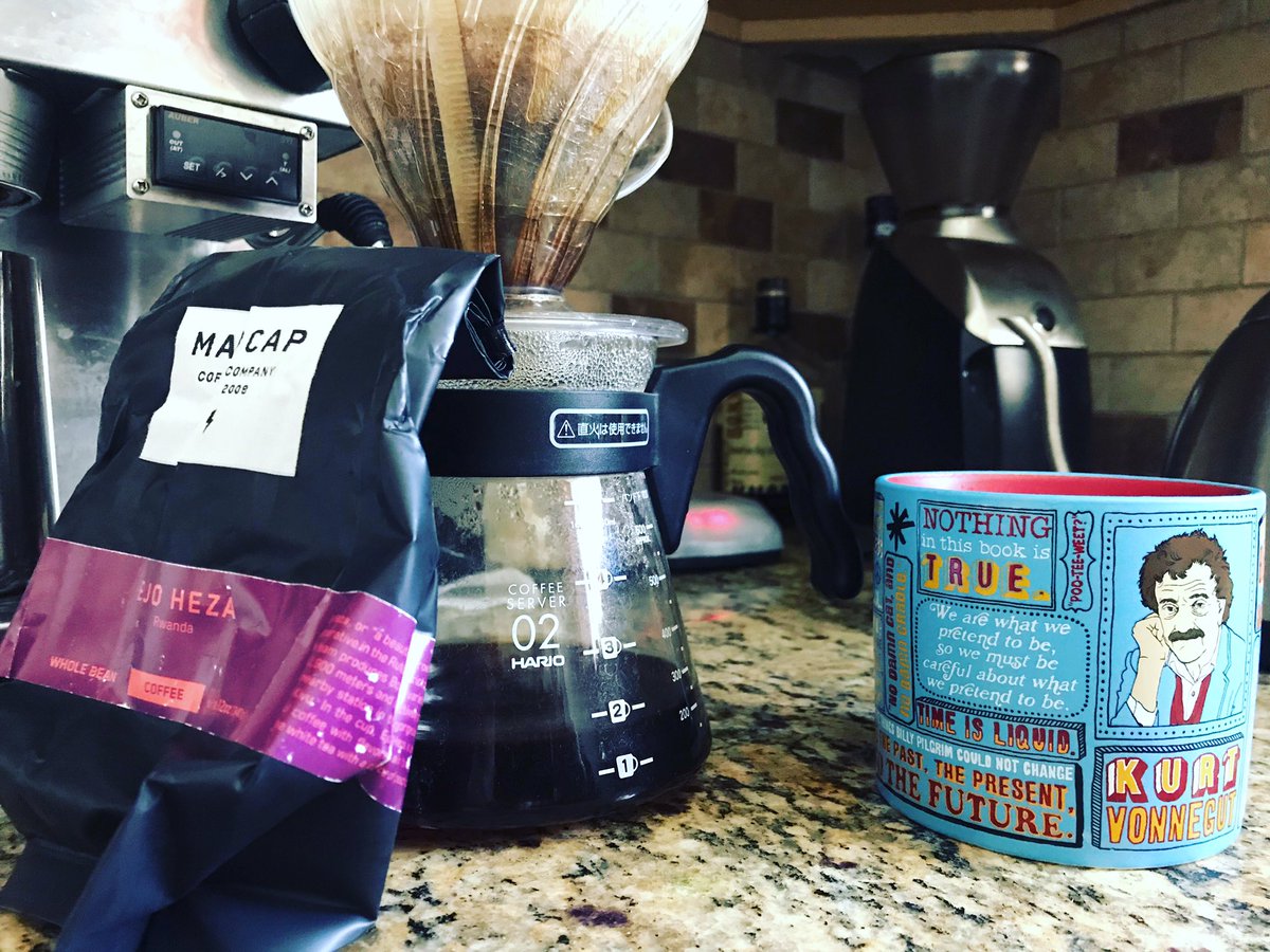 thunktankers's tweet photo. Enjoying the last of my @madcapcoffee beans with this awesome #kurtvonnegut mug.
"We are what we pretend to be, so we must be careful about what we pretend to be."
#specialtycoffee #coffee #Vonnegut #KurtVonnegutQuotes @VonnegutLibrary #podcasting #podcastfuel https://t.co/QTptHPDUYG