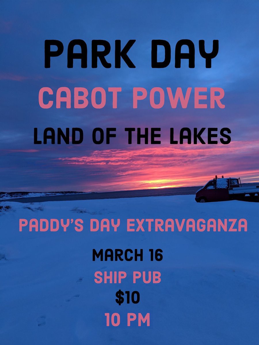 landofthelakes's tweet photo. Just over a week away from a show w/ Park Day and Cabot Power at the Ship! Saturday, March 16!
🎸🎸🎸💥💥💥
#musicnl #nlarts #yyt #downtownstjohns #shippub #stpaddysday #lovedowntown https://t.co/LI6x2tRuyq