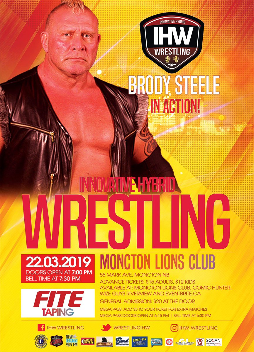 WrestlingIHW's tweet photo. Tickets are now officially available at @remicomichunter | @LionsMoncton | Wize Guyz Riverview | Wize Guyz Pub Moncton | @Eventbrite.ca

@Facebook event: https://t.co/grcw5xk1hQ https://t.co/NdrtyOs3wY