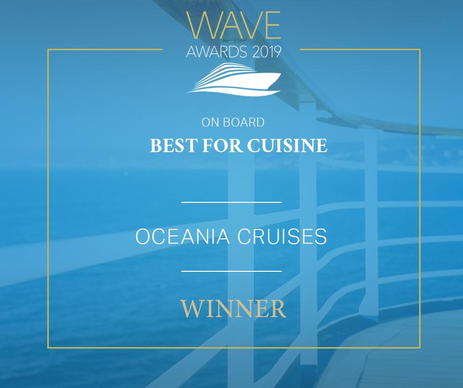 A gastronomical well done to <a href="/OceaniaCruises/">Oceania Cruises</a> who have been named Best for Cuisine at the #WaveAwards 2019 #Cruising #Food