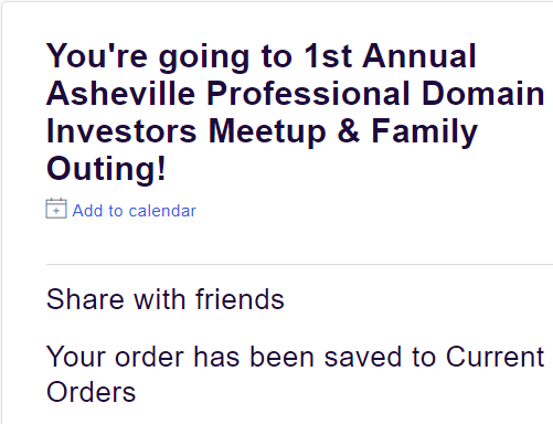 Just confirmed my trip for the domain meetup in Asheville. <a href="/DomainKing/">RickSchwartz.com 👑 Domain King® 👑 Since 1995</a>